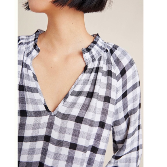 Anthropologie Cloth & Stone Sara Plaid Blouse - Picture 3 of 10